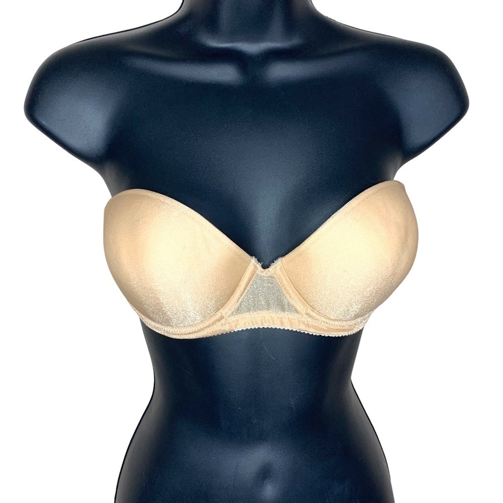 Vintage Lily Of France Light Beige Shimmer Strapless Bra 36B Underwire Event